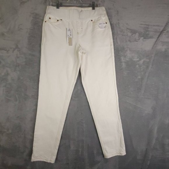Topshop Womens Mom Jeans White Stretch Pull On Mid Rise‎ Maternity 26 New - Picture 1 of 11
